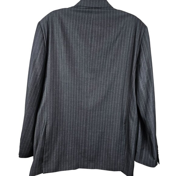 Giani Franco Mens 44R Suit Jacket Dk Gray Vertical Pin Striped Super Fine Yarn - Picture 2 of 16